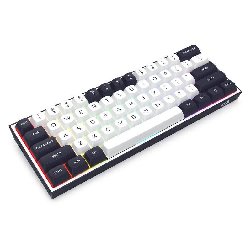 Redragon K717 Alcor QMK Tri-Mode RGB 60% Mechanical Gaming Keyboard (White/Black) (Silver Linear Switch) (K717WB-RGB-PRO)