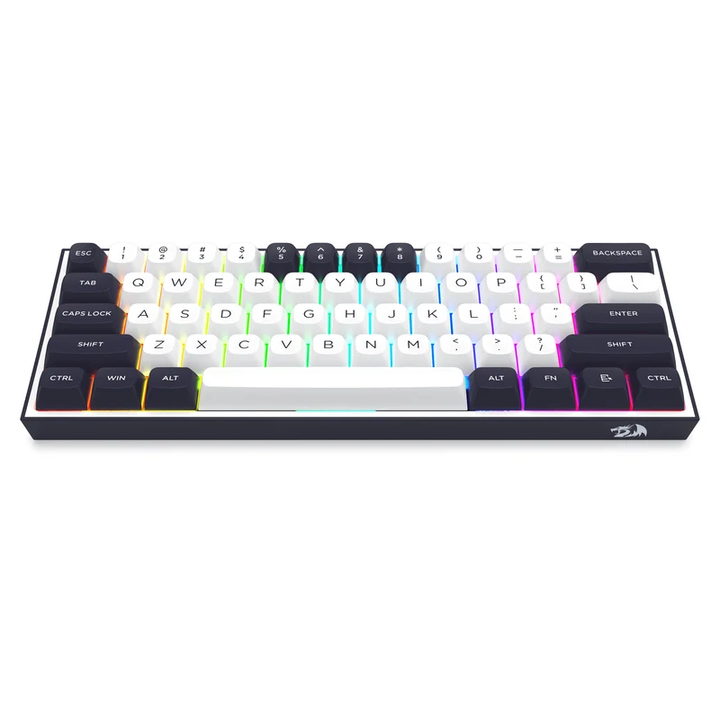 Redragon K717 Alcor QMK Tri-Mode RGB 60% Mechanical Gaming Keyboard (White/Black) (Silver Linear Switch) (K717WB-RGB-PRO)