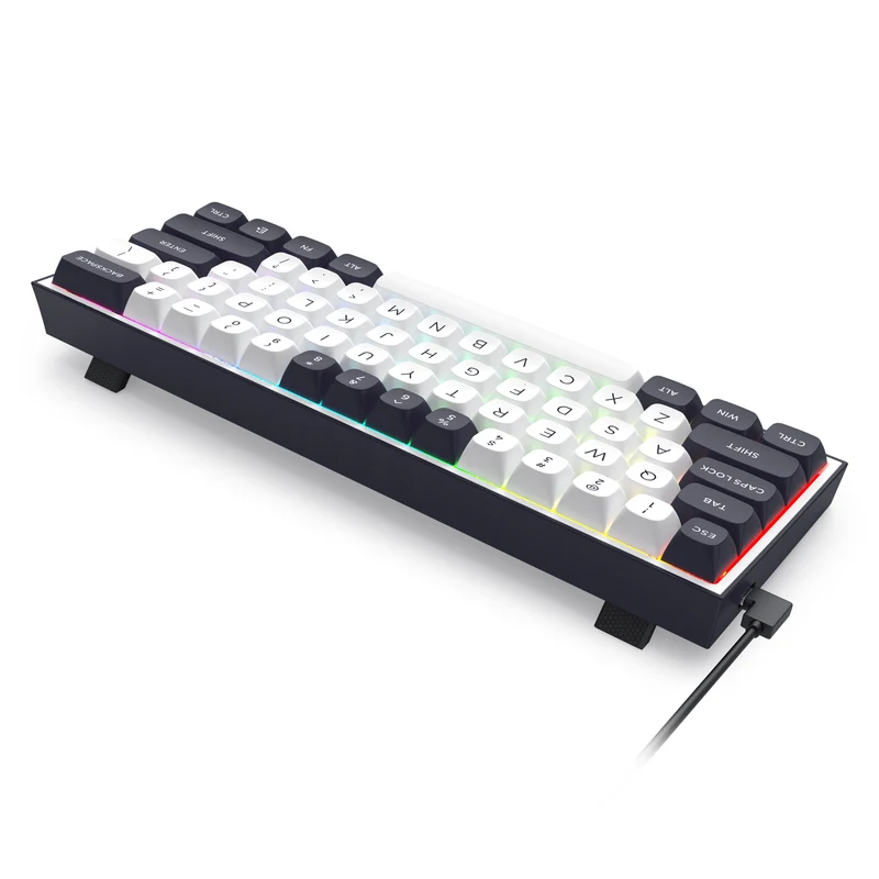Redragon K717 Alcor QMK Tri-Mode RGB 60% Mechanical Gaming Keyboard (White/Black) (Silver Linear Switch) (K717WB-RGB-PRO)