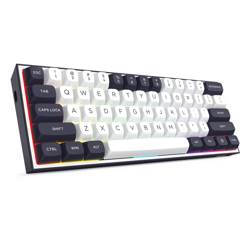 Redragon K717 Alcor QMK Tri-Mode RGB 60% Mechanical Gaming Keyboard (White/Black) (Silver Linear Switch) (K717WB-RGB-PRO)