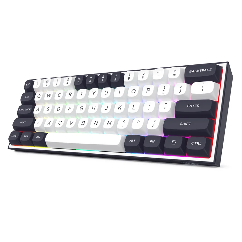 Redragon K717 Alcor QMK Tri-Mode RGB 60% Mechanical Gaming Keyboard (White/Black) (Silver Linear Switch) (K717WB-RGB-PRO)