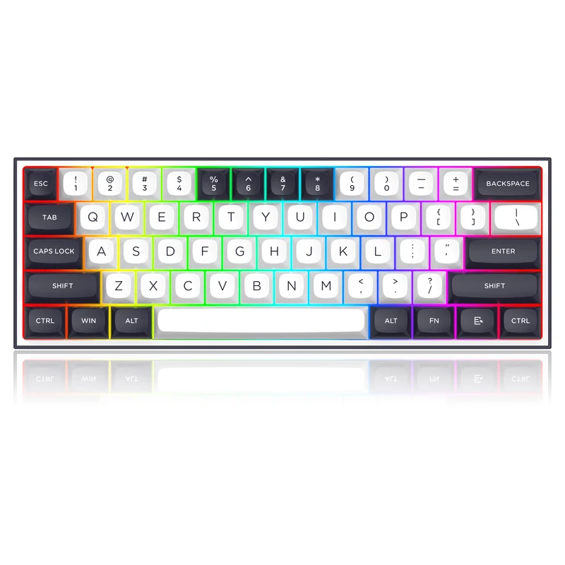 Redragon K717 Alcor QMK Tri-Mode RGB 60% Mechanical Gaming Keyboard (White/Black) (Silver Linear Switch) (K717WB-RGB-PRO)