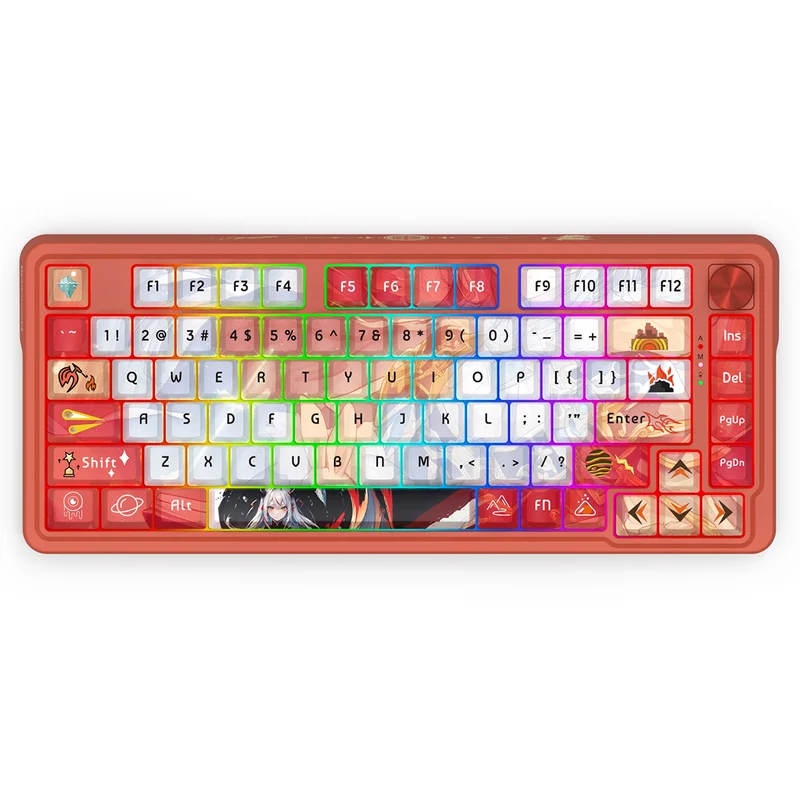 Redragon K673AK Ucal Pro Anime Ed. RGB Wireless 75% Hot-Swappable Gasket Mechanical Keyboard with Knob (Mint Mambo Linear Switch) (K673AK-RGB-Pro)