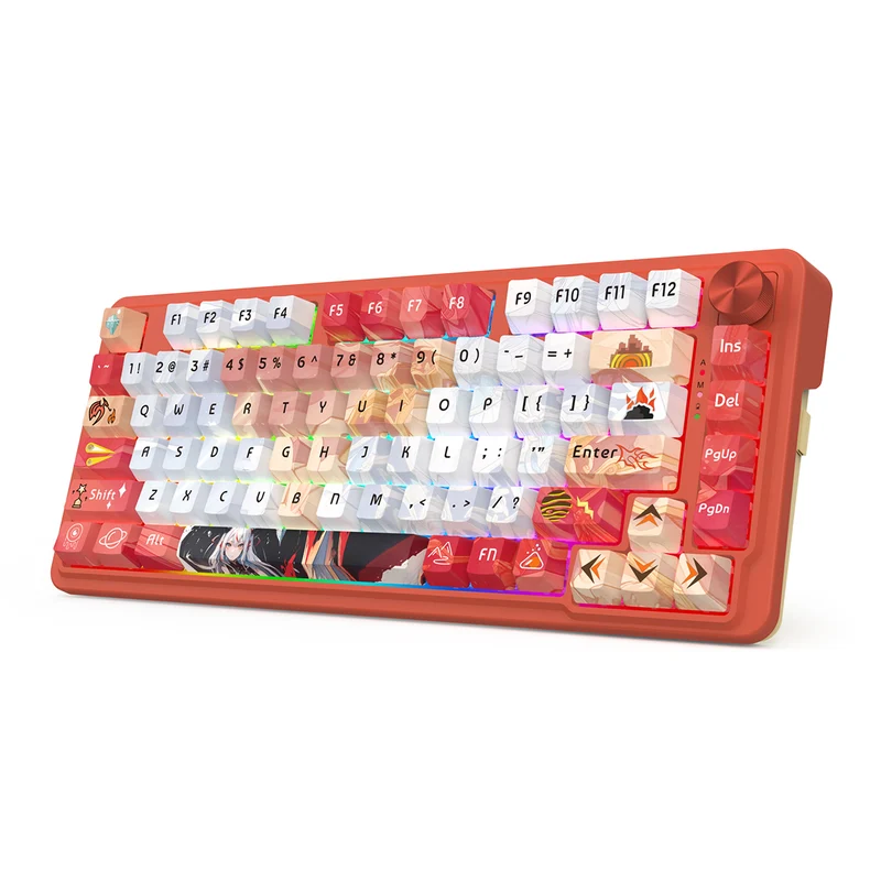 Redragon K673AK Ucal Pro Anime Ed. RGB Wireless 75% Hot-Swappable Gasket Mechanical Keyboard with Knob (Mint Mambo Linear Switch) (K673AK-RGB-Pro)