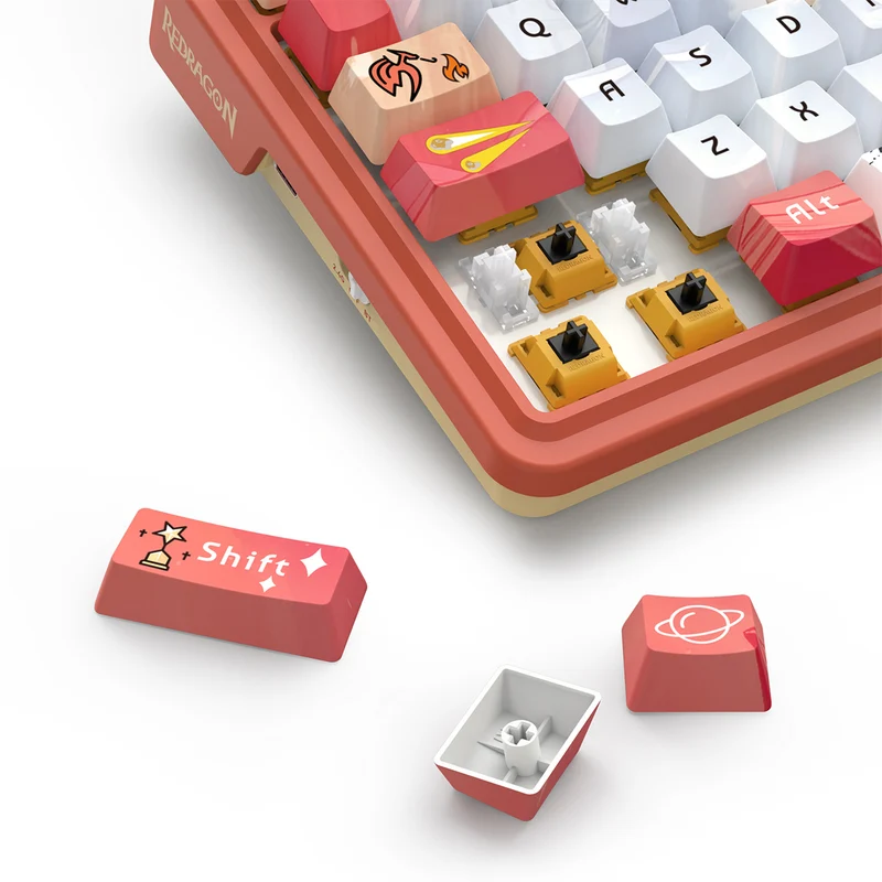 Redragon K673AK Ucal Pro Anime Ed. RGB Wireless 75% Hot-Swappable Gasket Mechanical Keyboard with Knob (Mint Mambo Linear Switch) (K673AK-RGB-Pro)