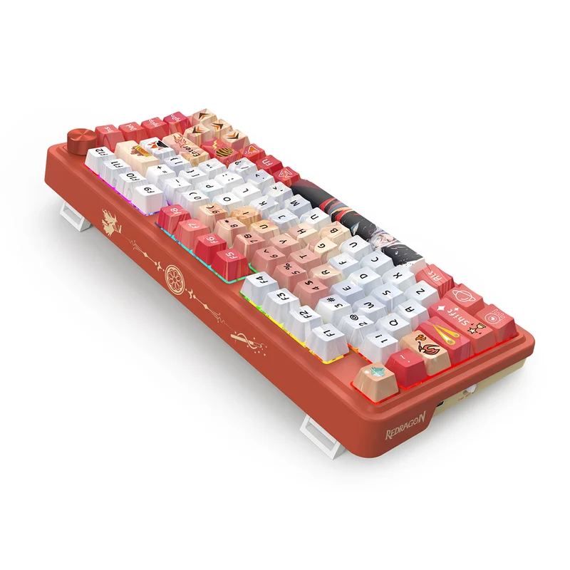 Redragon K673AK Ucal Pro Anime Ed. RGB Wireless 75% Hot-Swappable Gasket Mechanical Keyboard with Knob (Mint Mambo Linear Switch) (K673AK-RGB-Pro)