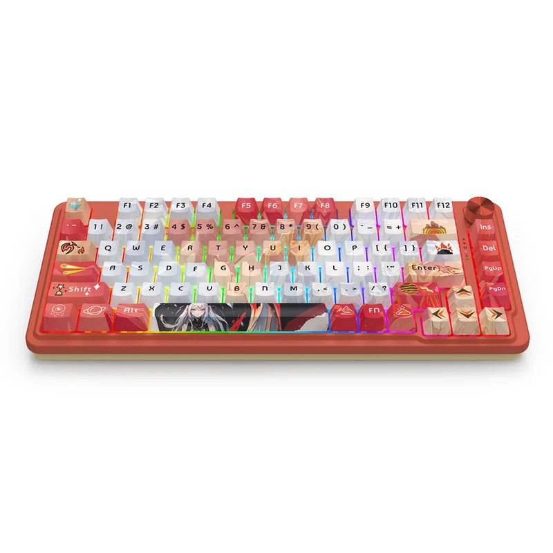 Redragon K673AK Ucal Pro Anime Ed. RGB Wireless 75% Hot-Swappable Gasket Mechanical Keyboard with Knob (Mint Mambo Linear Switch) (K673AK-RGB-Pro)