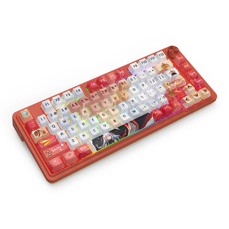 Redragon K673AK Ucal Pro Anime Ed. RGB Wireless 75% Hot-Swappable Gasket Mechanical Keyboard with Knob (Mint Mambo Linear Switch) (K673AK-RGB-Pro)