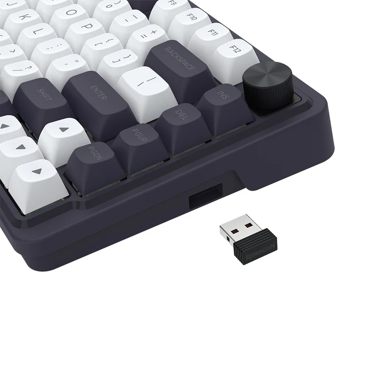 Redragon K673WB Ucal Max RGB Wireless 75% Hot-Swappable Gasket Mechanical Keyboard with Knob (Mint Mambo Switch) (White/Black) (K673WB-RGB-MAX)