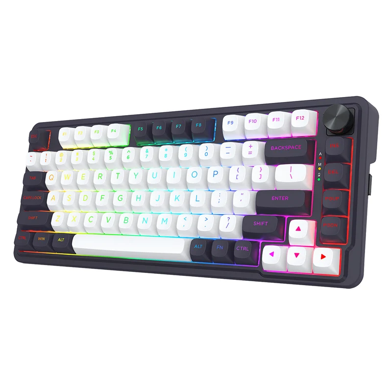 Redragon K673WB Ucal Max RGB Wireless 75% Hot-Swappable Gasket Mechanical Keyboard with Knob (Mint Mambo Switch) (White/Black) (K673WB-RGB-MAX)
