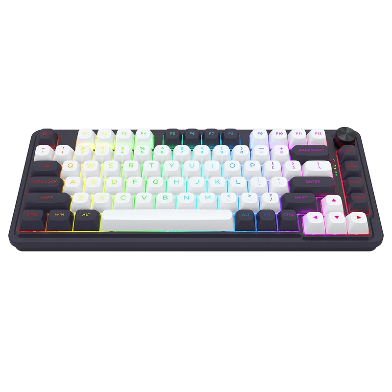 Redragon K673WB Ucal Max RGB Wireless 75% Hot-Swappable Gasket Mechanical Keyboard with Knob (Mint Mambo Switch) (White/Black) (K673WB-RGB-MAX)