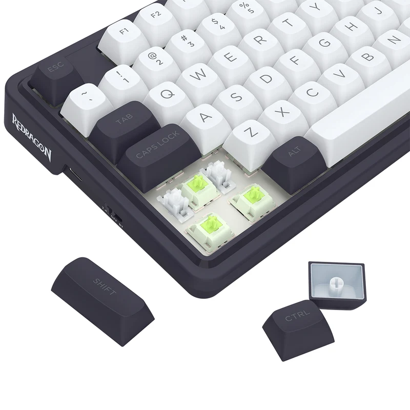 Redragon K673WB Ucal Max RGB Wireless 75% Hot-Swappable Gasket Mechanical Keyboard with Knob (Mint Mambo Switch) (White/Black) (K673WB-RGB-MAX)