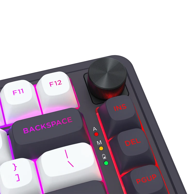 Redragon K673WB Ucal Max RGB Wireless 75% Hot-Swappable Gasket Mechanical Keyboard with Knob (Mint Mambo Switch) (White/Black) (K673WB-RGB-MAX)