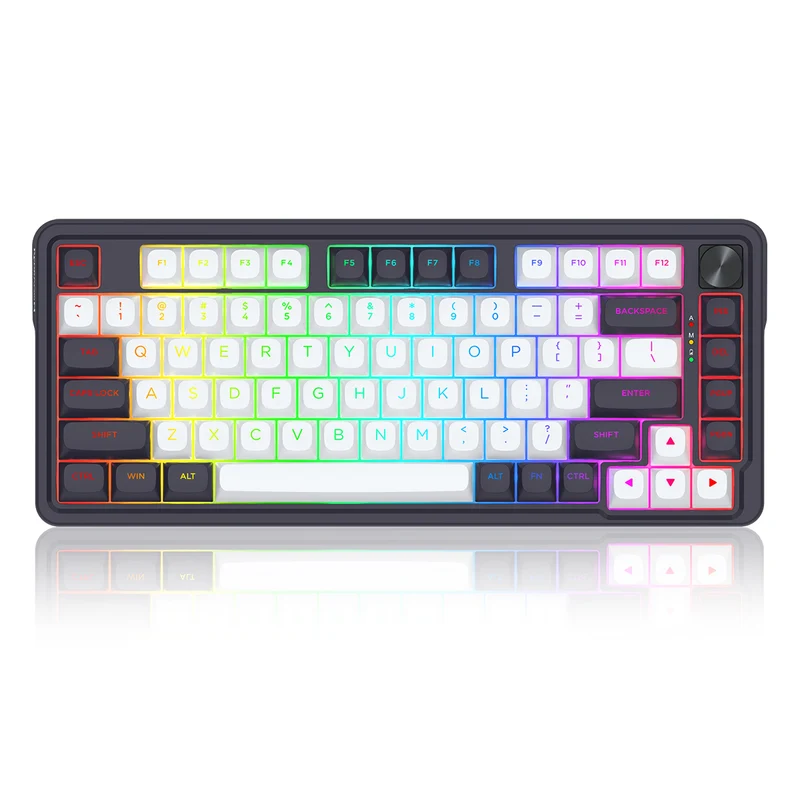 Redragon K673WB Ucal Max RGB Wireless 75% Hot-Swappable Gasket Mechanical Keyboard with Knob (Mint Mambo Switch) (White/Black) (K673WB-RGB-MAX)