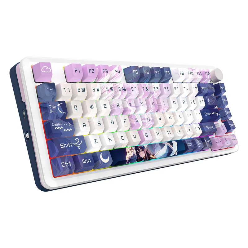 Redragon K681ACG Cyrus Pro Anime Ed. RGB Wireless 75% Hot-Swappable Gasket Mechanical Keyboard with Knob (Mint Mambo Linear Switch) (K681ACG-RGB-PRO)