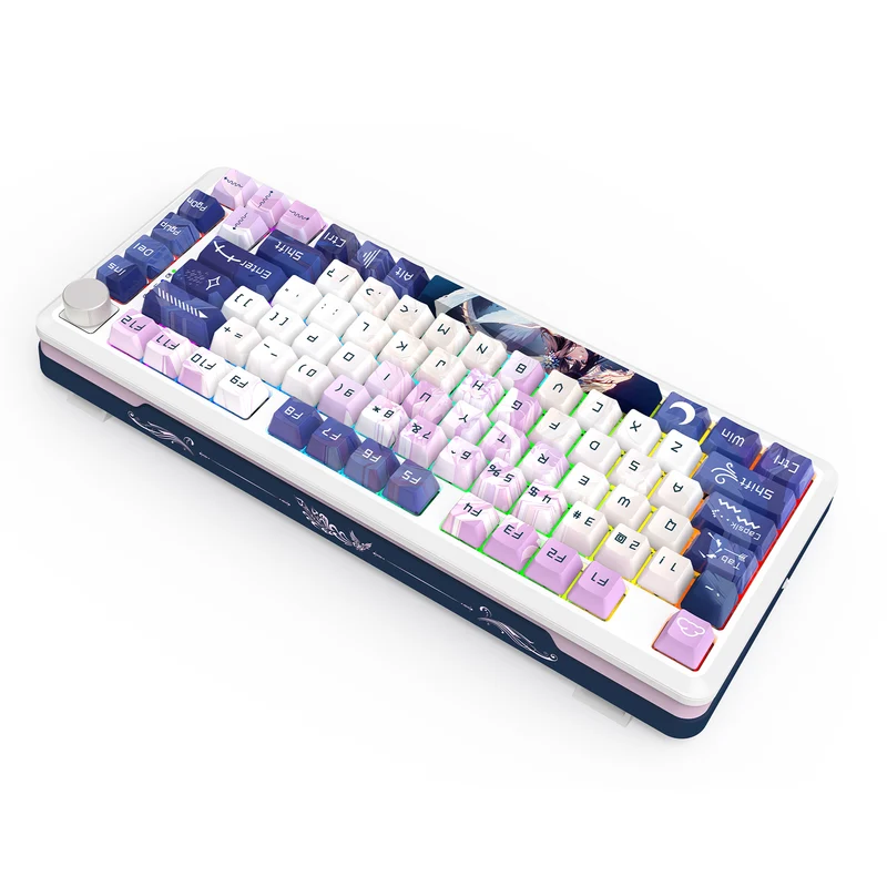 Redragon K681ACG Cyrus Pro Anime Ed. RGB Wireless 75% Hot-Swappable Gasket Mechanical Keyboard with Knob (Mint Mambo Linear Switch) (K681ACG-RGB-PRO)