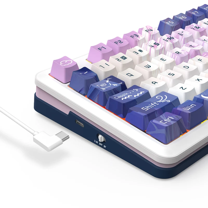 Redragon K681ACG Cyrus Pro Anime Ed. RGB Wireless 75% Hot-Swappable Gasket Mechanical Keyboard with Knob (Mint Mambo Linear Switch) (K681ACG-RGB-PRO)