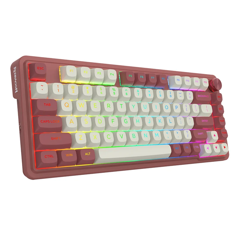 Redragon K673WR Ucal Max RGB Wireless 75% Hot-Swappable Gasket Mechanical Keyboard with Knob (Mint Mambo Switch) (White/Red) (K673WR-RGB-MAX)