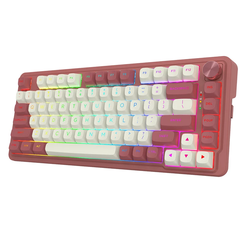 Redragon K673WR Ucal Max RGB Wireless 75% Hot-Swappable Gasket Mechanical Keyboard with Knob (Mint Mambo Switch) (White/Red) (K673WR-RGB-MAX)