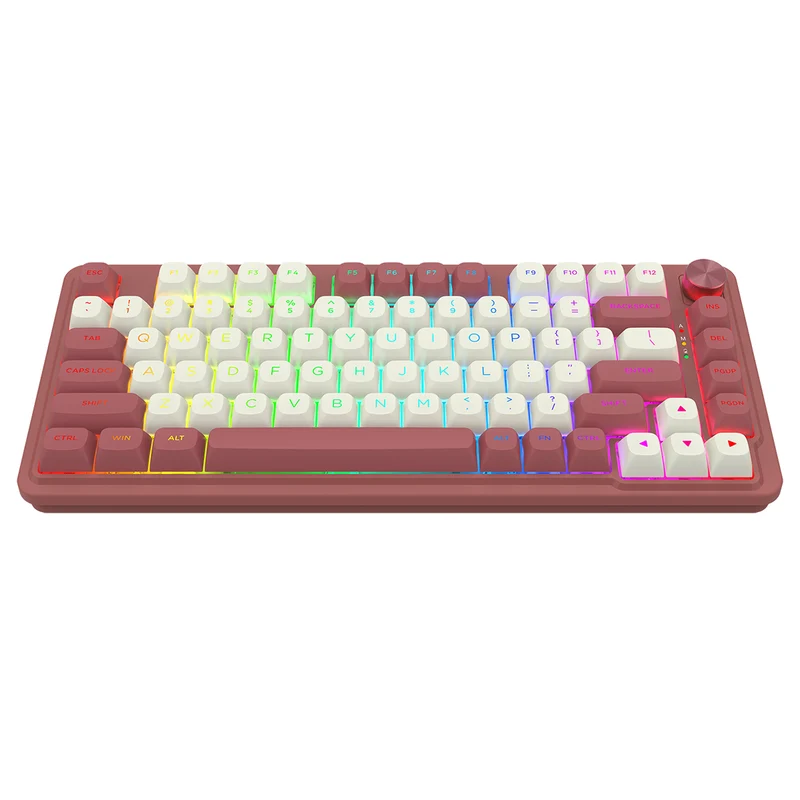 Redragon K673WR Ucal Max RGB Wireless 75% Hot-Swappable Gasket Mechanical Keyboard with Knob (Mint Mambo Switch) (White/Red) (K673WR-RGB-MAX)