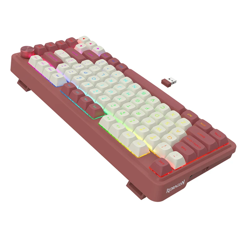Redragon K673WR Ucal Max RGB Wireless 75% Hot-Swappable Gasket Mechanical Keyboard with Knob (Mint Mambo Switch) (White/Red) (K673WR-RGB-MAX)