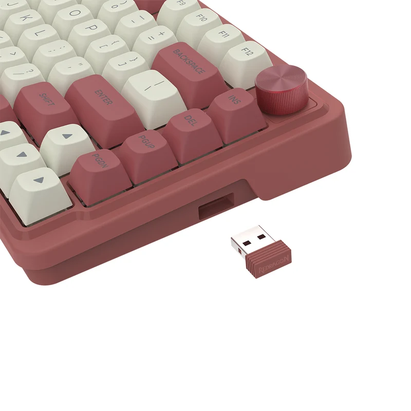 Redragon K673WR Ucal Max RGB Wireless 75% Hot-Swappable Gasket Mechanical Keyboard with Knob (Mint Mambo Switch) (White/Red) (K673WR-RGB-MAX)