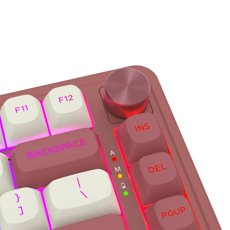 Redragon K673WR Ucal Max RGB Wireless 75% Hot-Swappable Gasket Mechanical Keyboard with Knob (Mint Mambo Switch) (White/Red) (K673WR-RGB-MAX)