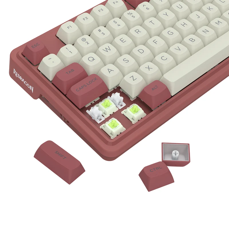 Redragon K673WR Ucal Max RGB Wireless 75% Hot-Swappable Gasket Mechanical Keyboard with Knob (Mint Mambo Switch) (White/Red) (K673WR-RGB-MAX)