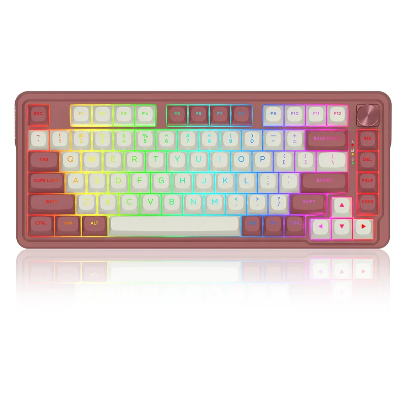 Redragon K673WR Ucal Max RGB Wireless 75% Hot-Swappable Gasket Mechanical Keyboard with Knob (Mint Mambo Switch) (White/Red) (K673WR-RGB-MAX)