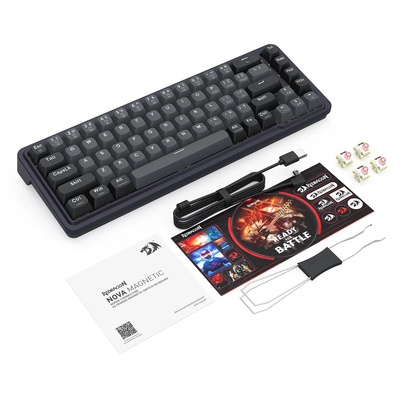 Redragon K709GB Nova Magnetic RGB Hot-Swappable Wired 65% Keyboard with Rapid Trigger (UltraMag Magnetic Linear Switch) (Gray/Black) (K709GB-RGB-M)