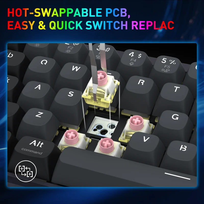 Redragon K709GB Nova Magnetic RGB Hot-Swappable Wired 65% Keyboard with Rapid Trigger (UltraMag Magnetic Linear Switch) (Gray/Black) (K709GB-RGB-M)