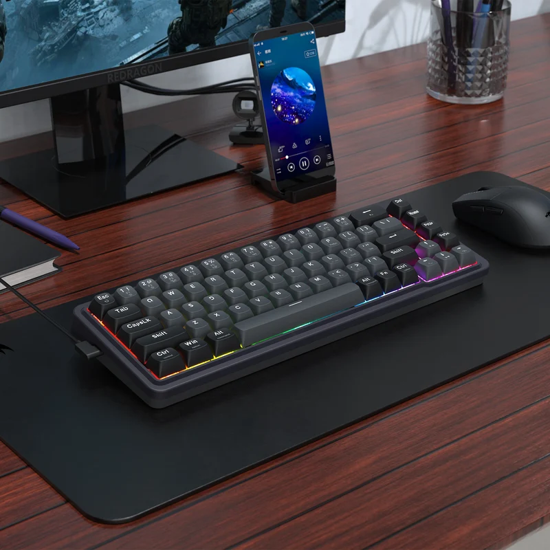 Redragon K709GB Nova Magnetic RGB Hot-Swappable Wired 65% Keyboard with Rapid Trigger (UltraMag Magnetic Linear Switch) (Gray/Black) (K709GB-RGB-M)