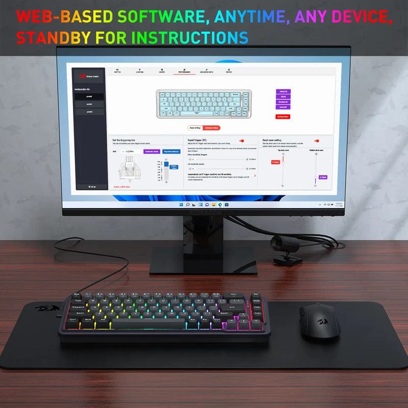 Redragon K709GB Nova Magnetic RGB Hot-Swappable Wired 65% Keyboard with Rapid Trigger (UltraMag Magnetic Linear Switch) (Gray/Black) (K709GB-RGB-M)