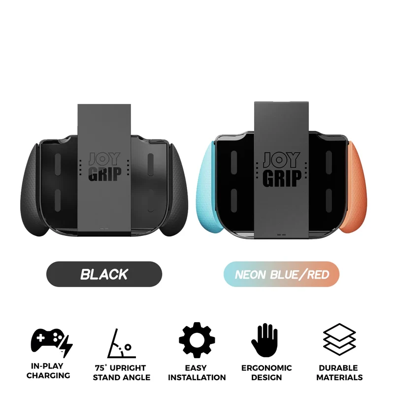 Skull & Co. Joy Grip for Nintendo Switch 2 (Black, Neon Blue/Red)