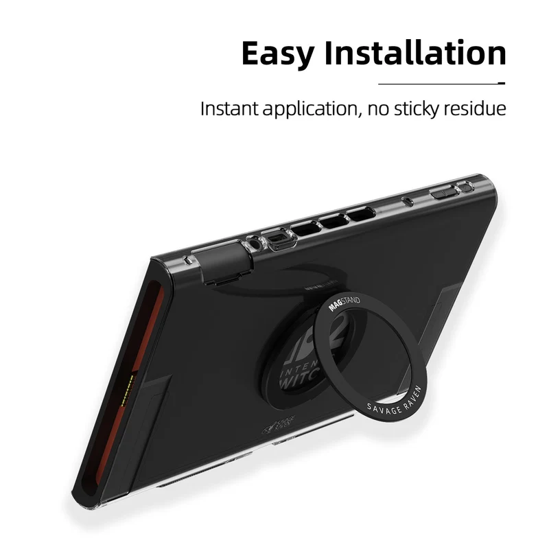 Skull & Co. MagStand Magnetic Ultra-Thin Ring Stand for Nintendo Switch 2 / Steam Deck / ROG Ally / Apple MagSafe Devices (Black) (ST-MAG-BK)