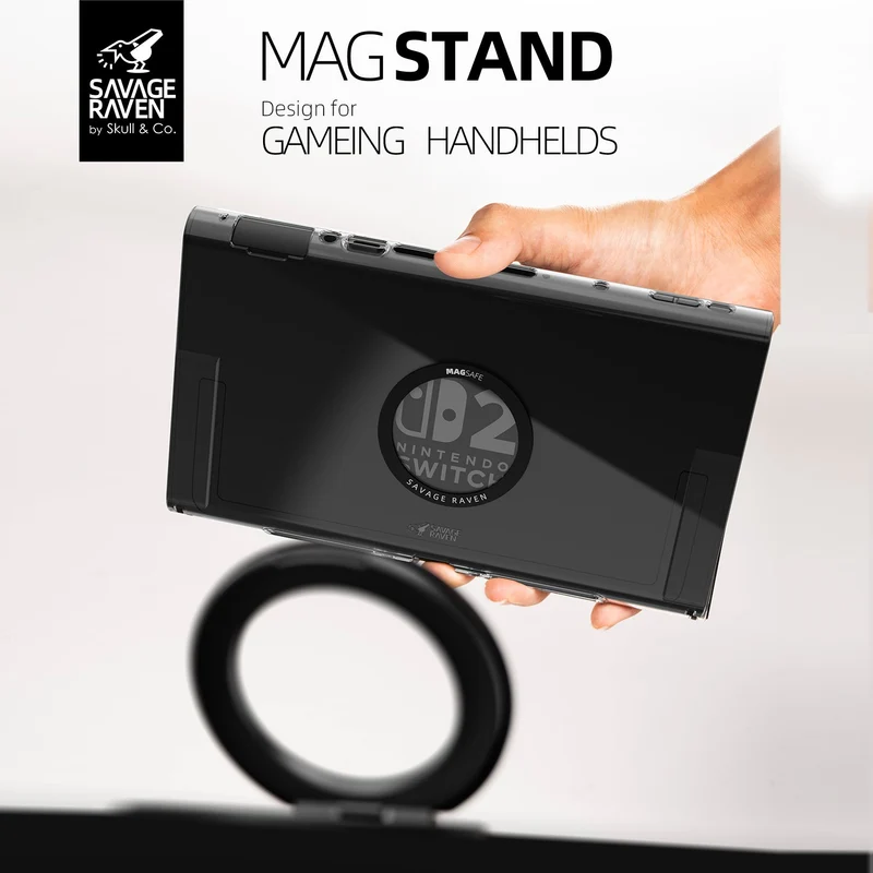 Skull & Co. MagStand Magnetic Ultra-Thin Ring Stand for Nintendo Switch 2 / Steam Deck / ROG Ally / Apple MagSafe Devices (Black) (ST-MAG-BK)