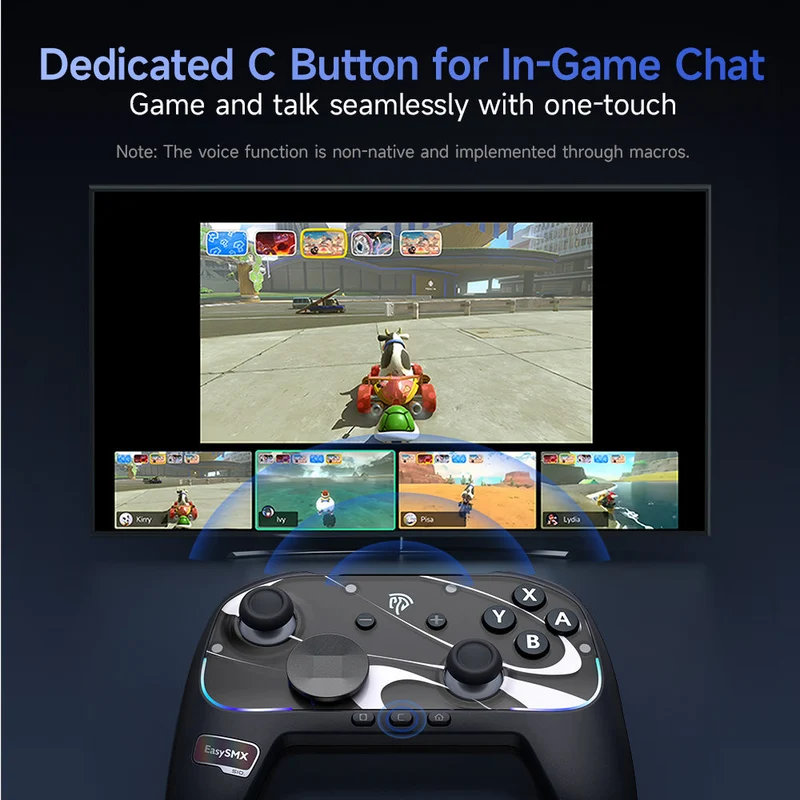 EasySMX S10 Gaming Controller with TMR Sticks, HD Rumble, Swappable D-pad for Nintendo Switch/PC/iOS/Android (Midnight, White)