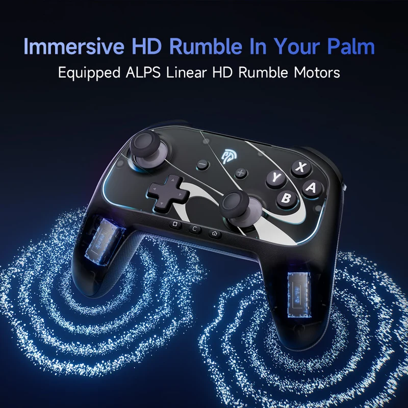 EasySMX S10 Gaming Controller with TMR Sticks, HD Rumble, Swappable D-pad for Nintendo Switch/PC/iOS/Android (Midnight, White)