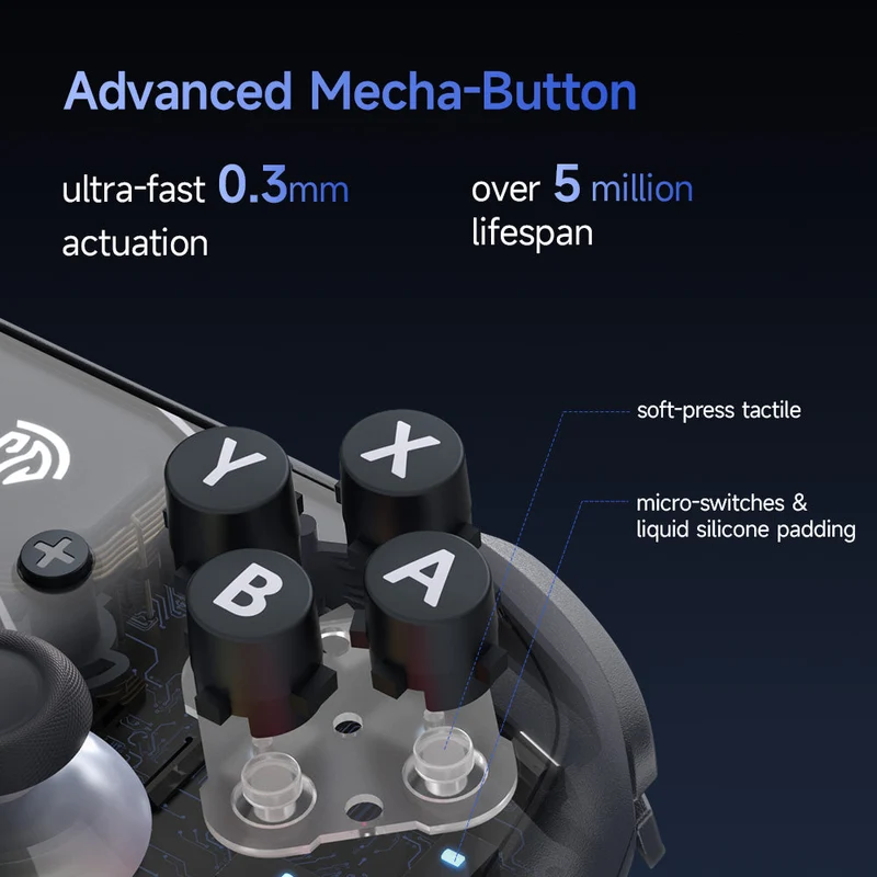 EasySMX S10 Gaming Controller with TMR Sticks, HD Rumble, Swappable D-pad for Nintendo Switch/PC/iOS/Android (Midnight, White)