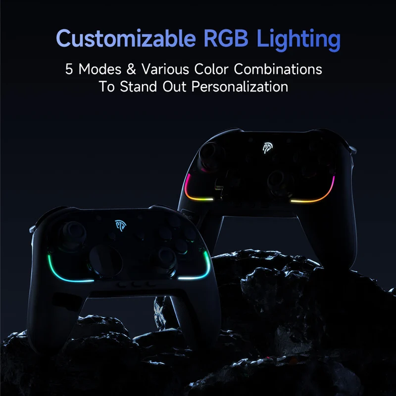 EasySMX S10 Gaming Controller with TMR Sticks, HD Rumble, Swappable D-pad for Nintendo Switch/PC/iOS/Android (Midnight, White)