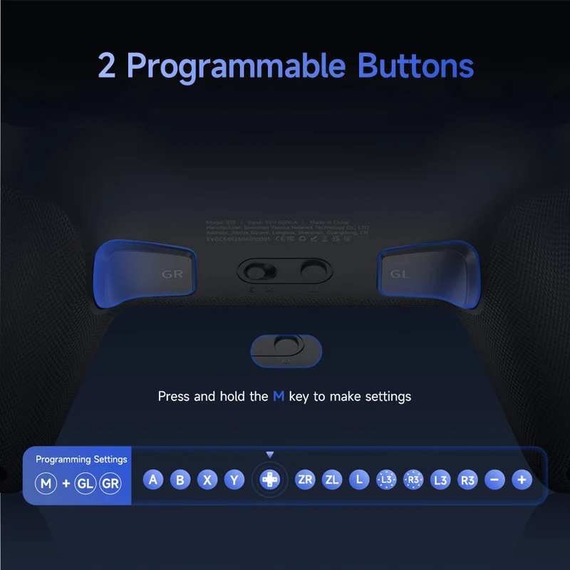 EasySMX S10 Gaming Controller with TMR Sticks, HD Rumble, Swappable D-pad for Nintendo Switch/PC/iOS/Android (Midnight, White)