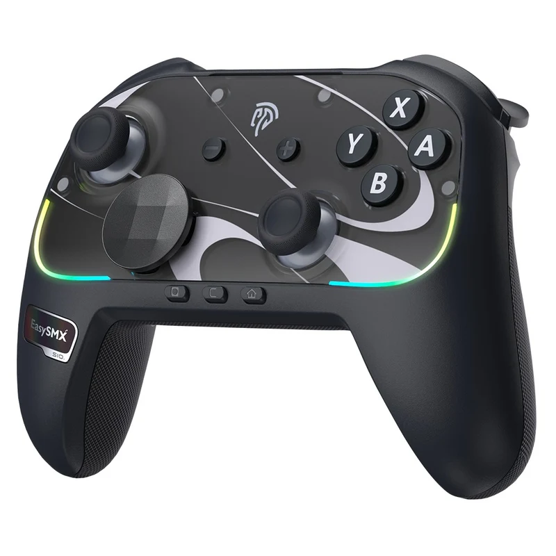 EasySMX S10 Gaming Controller with TMR Sticks, HD Rumble, Swappable D-pad for Nintendo Switch/PC/iOS/Android (Midnight, White)