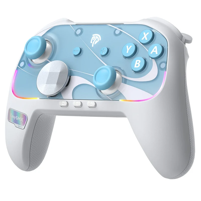 EasySMX S10 Gaming Controller with TMR Sticks, HD Rumble, Swappable D-pad for Nintendo Switch/PC/iOS/Android (Midnight, White)