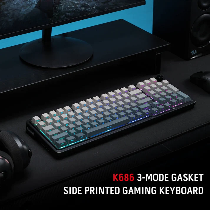 Redragon Eisa Pro 3 Modes 98-Key Hot-Swappable RGB Mechanical Keyboard - Gradient Gray (Leopard Linear Switch) (K686SP-RGB-Pro)