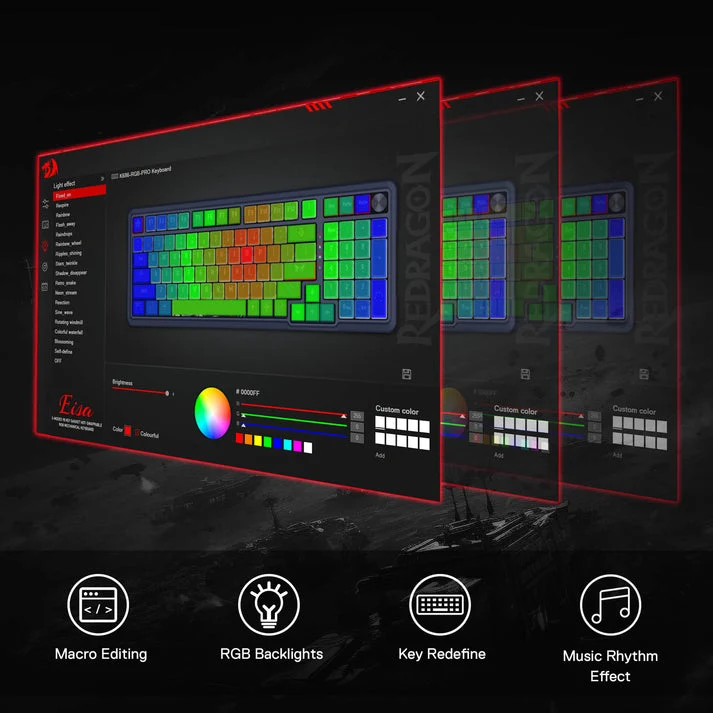 Redragon Eisa Pro 3 Modes 98-Key Hot-Swappable RGB Mechanical Keyboard - Gradient Gray (Leopard Linear Switch) (K686SP-RGB-Pro)