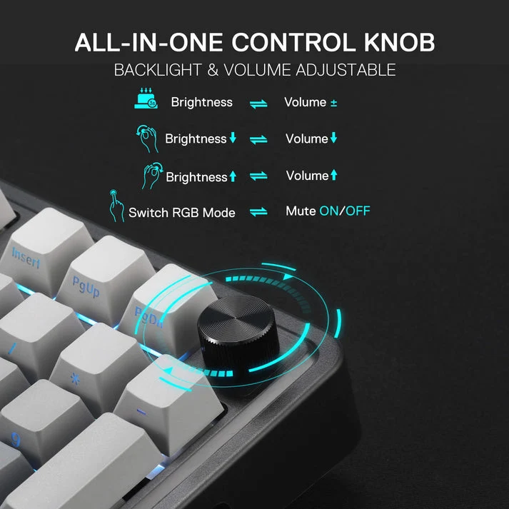 Redragon Eisa Pro 3 Modes 98-Key Hot-Swappable RGB Mechanical Keyboard - Gradient Gray (Leopard Linear Switch) (K686SP-RGB-Pro)
