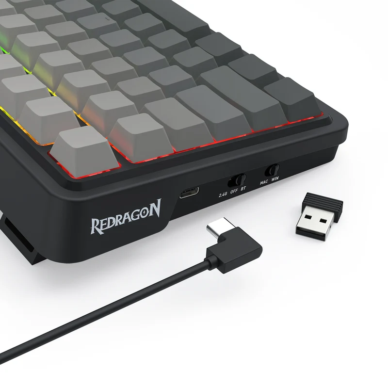 Redragon Eisa Pro 3 Modes 98-Key Hot-Swappable RGB Mechanical Keyboard - Gradient Gray (Leopard Linear Switch) (K686SP-RGB-Pro)