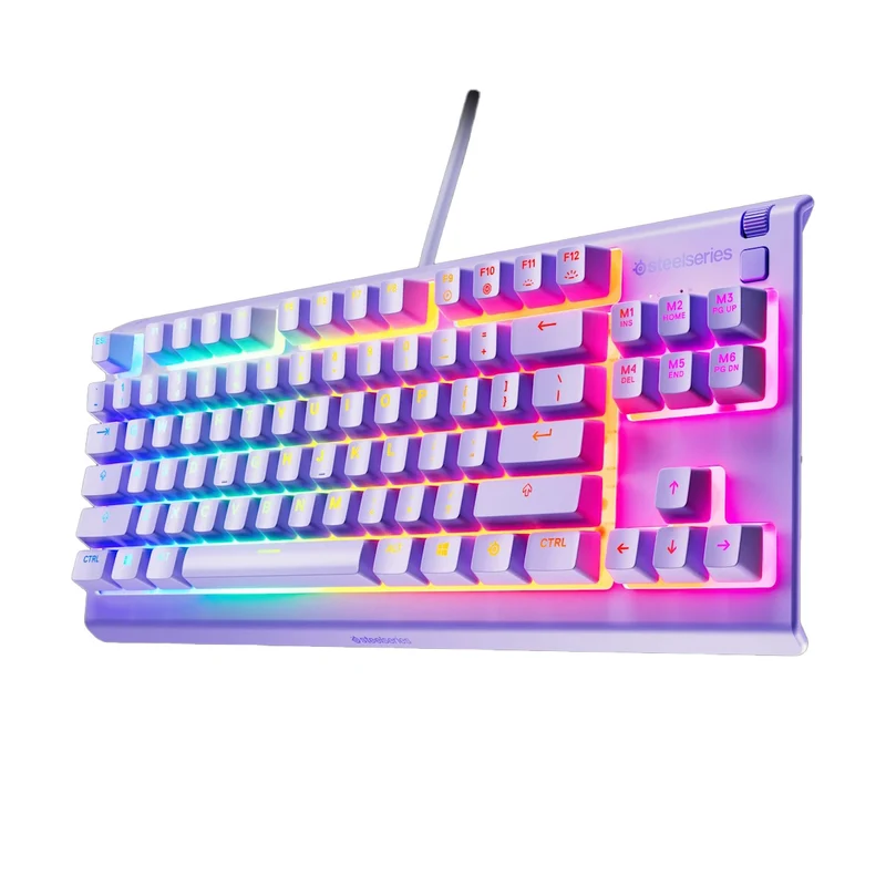 SteelSeries Apex 3 TKL RGB Water & Dust Resistant Whisper Quiet Switches Gaming Keyboard (Lavender) (PN64940)
