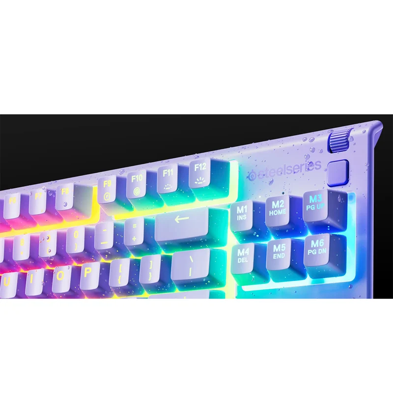 SteelSeries Apex 3 TKL RGB Water & Dust Resistant Whisper Quiet Switches Gaming Keyboard (Lavender) (PN64940)