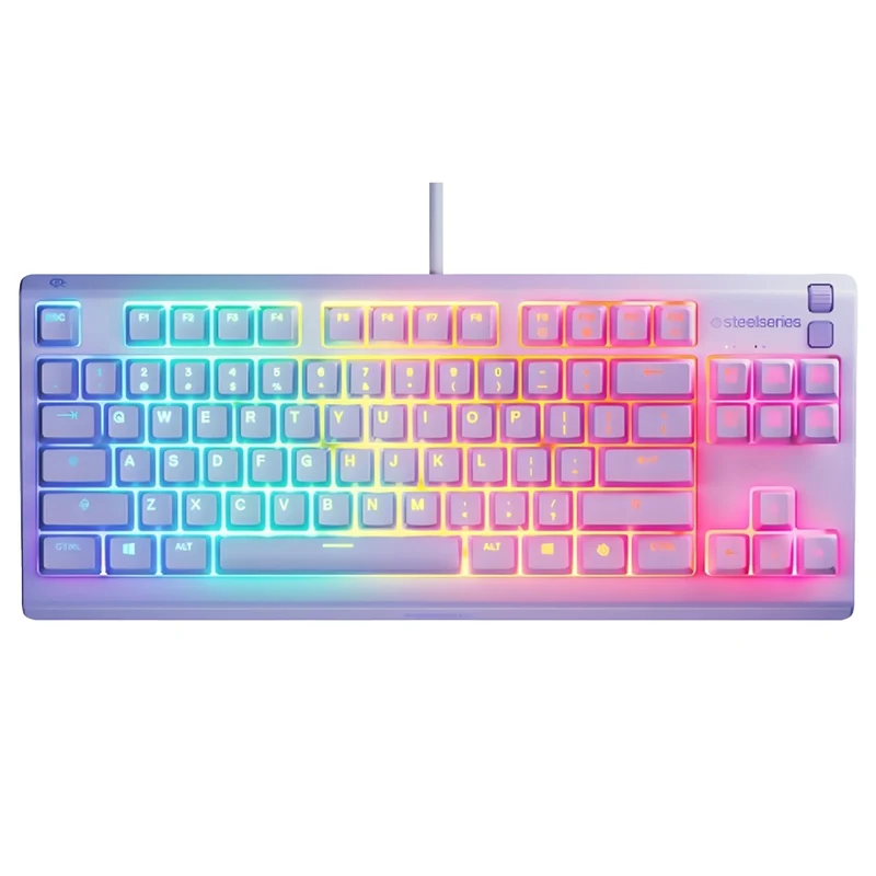 SteelSeries Apex 3 TKL RGB Water & Dust Resistant Whisper Quiet Switches Gaming Keyboard (Lavender) (PN64940)